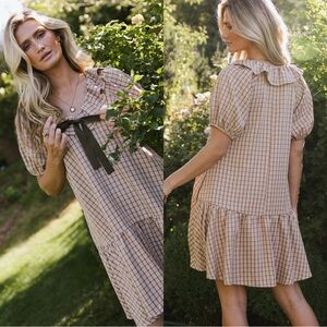 knee length dresses for ladies Smocked Tiered Midi Dress in Pink